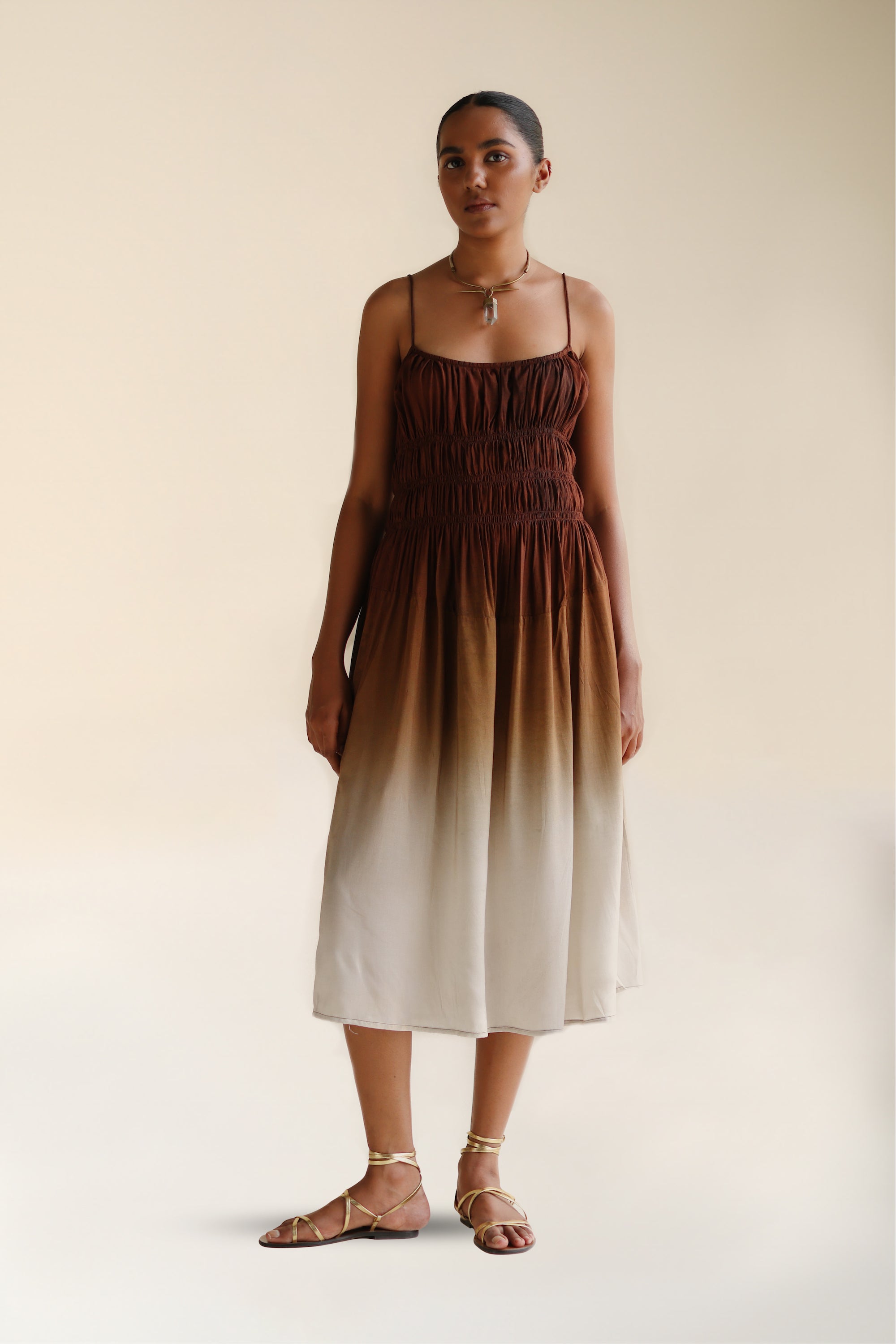 kimmy midi dress The Kimmy Ruffle Detail Midi Dress in Chocolate Dot Piper & Scoot