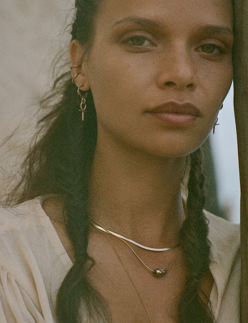 MINI ANKH CHARM HOOPS