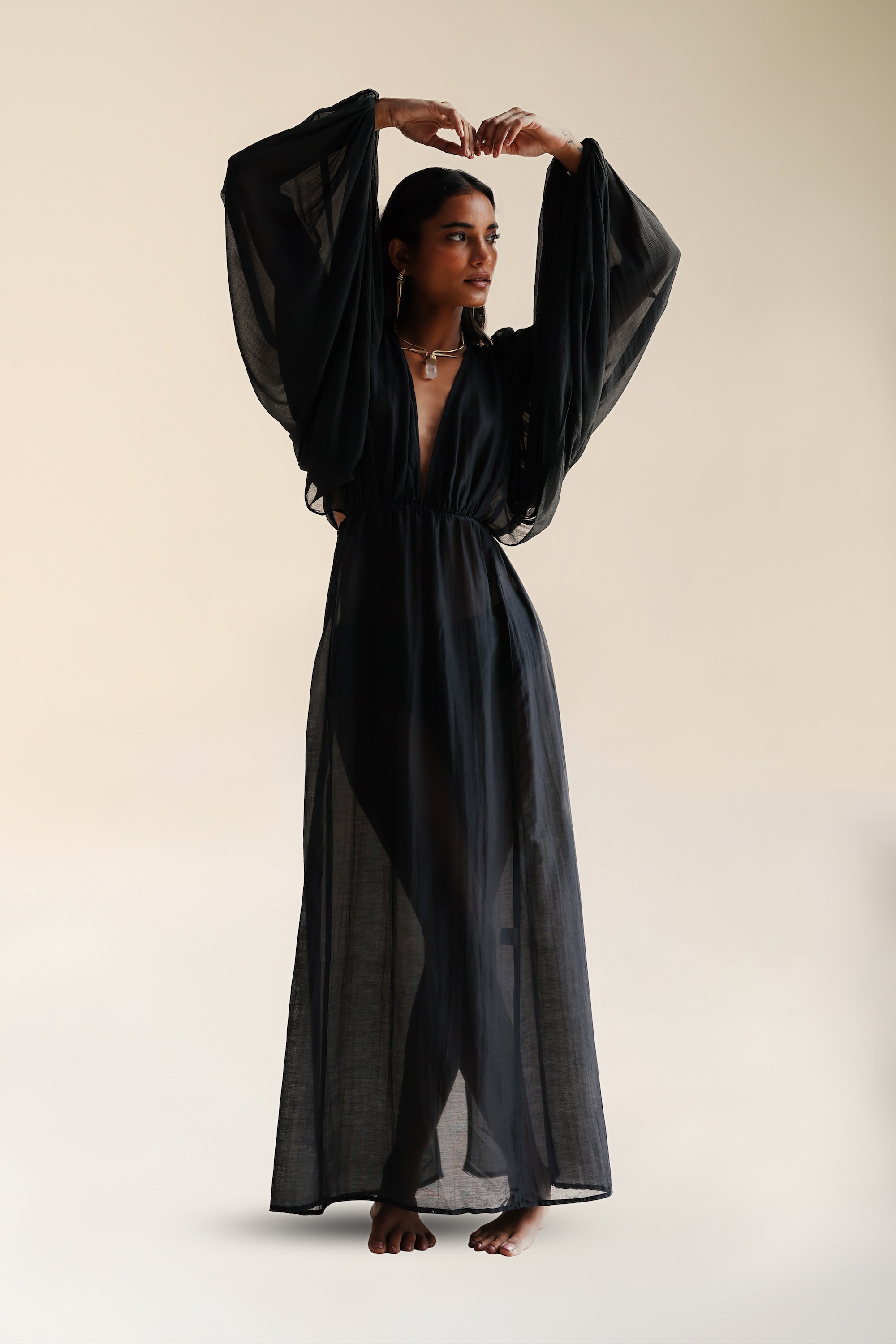 Yasmin Dress Black | Long Sleeved Ethereal Floaty Maxi Dress | FARA Boutique - FARABOUTIQUE Yasmin Dress Black | Long Sleeved Ethereal Floaty Maxi Dress | FARA Boutique - FARABOUTIQUE
