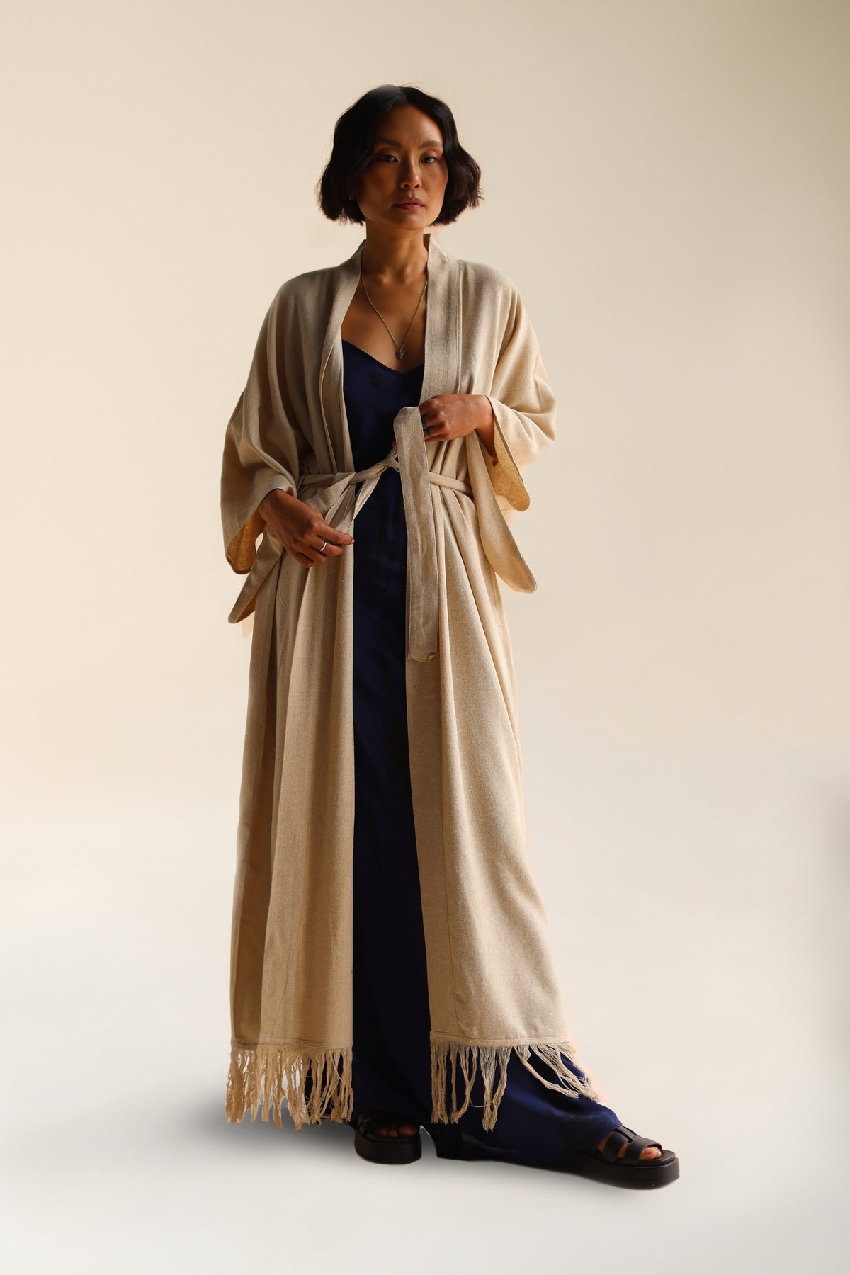 LONG RAW SILK KIMONO