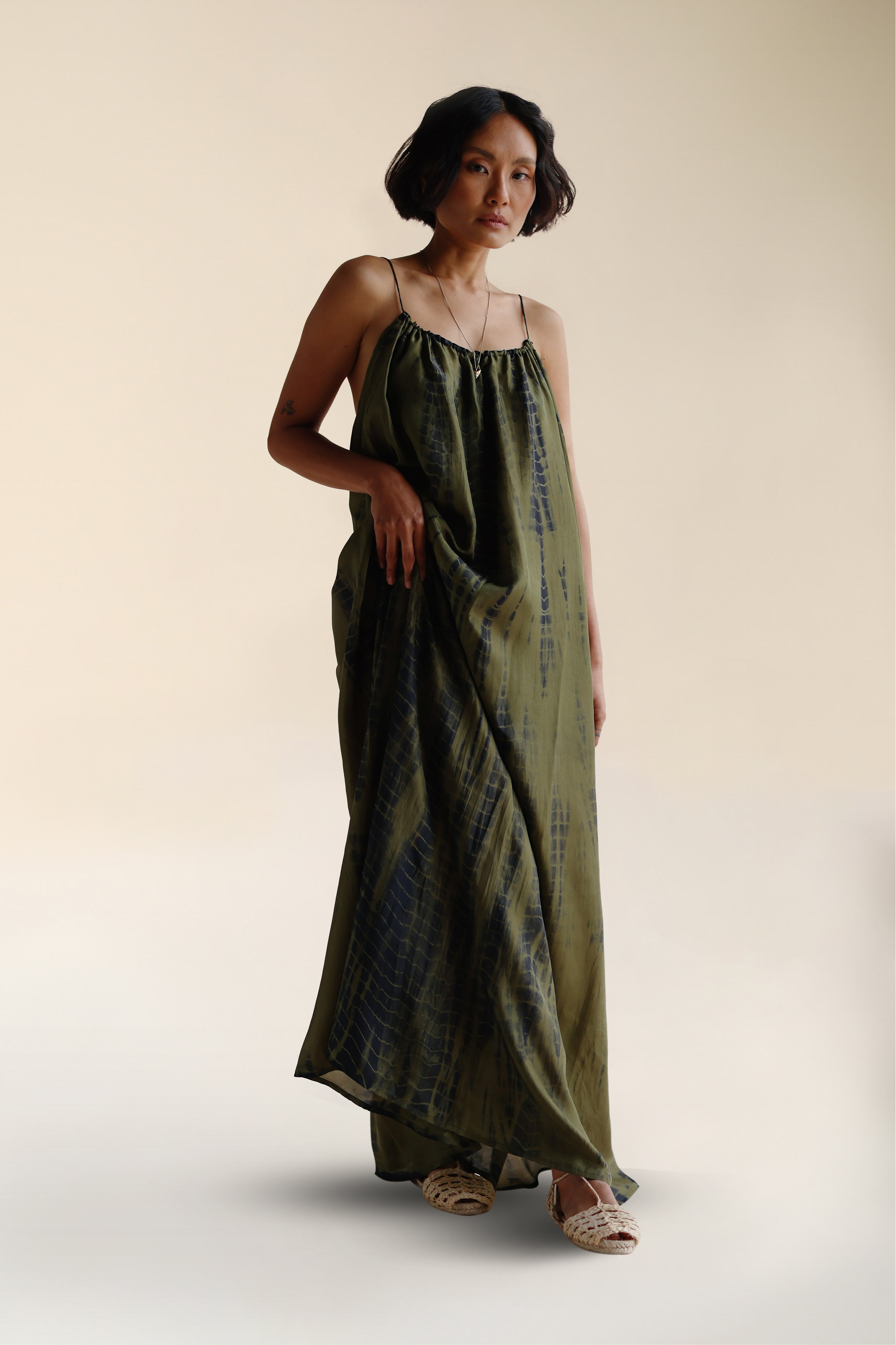 Lotus Maxi Dress Olive Tie Die | Relaxed Fit Luxurious Green Tie Dye Dress | FARA Boutique - FARABOUTIQUE Lotus Maxi Dress Olive Tie Die | Relaxed Fit Luxurious Green Tie Dye Dress | FARA Boutique - FARABOUTIQUE